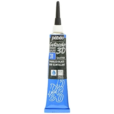 Immagine di Pebeo Setacolor 3D Fabric Paint, 20ml, Glitter Sparkling Black by
