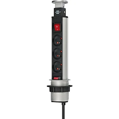 Immagine di Brennenstuhl Tower Power, ciabatta con prese multiple, retrattile, grigio, 1396201003, 230V