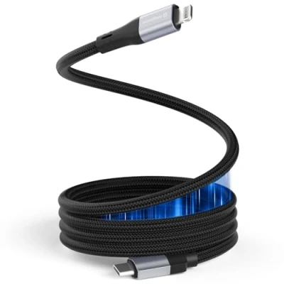 Immagine di Magtame cavo magnetico da USB C a Lightning, 1,5 m/5 piedi, certificato MFi USBC Lightning intrecciato, di ricarica rapida i Phone 14 13 12 11 Pro Max XR XS X 8 Plus SE