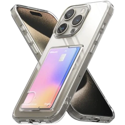 Immagine di Ringke Fusion Card Compatibile con Cover iPhone 15 Pro Max, Custodia Portafoglio Trasparente Porta Carte Integrato per Ricarica Wireless Clear