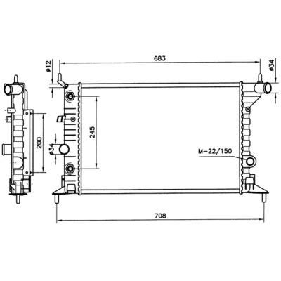 Immagine di NRF 519516 Radiatore motore Alluminio 540 378 23 Alette di raffreddamento montate meccanicamente OPEL: Vectra B SW, Sedan, CC