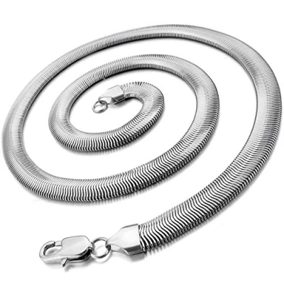 Immagine di OSTAN Collana da Uomo Donna in Acciaio con Catena a Serpente Larghezza 5mm Lunghezza 60 cm Argento