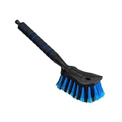 Immagine di ToM PaR Car Wash Brush I Water with Hose Connection Tightly Articulated Bristles Comfortable Handle Length 44 cm Blue