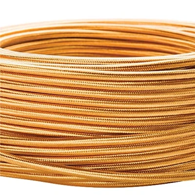 Immagine di cavo tessile per lampade, 3 fili, 3x 0,75 mm², elettrico con conduttore di terra, accessori lampada (5m, Oro)