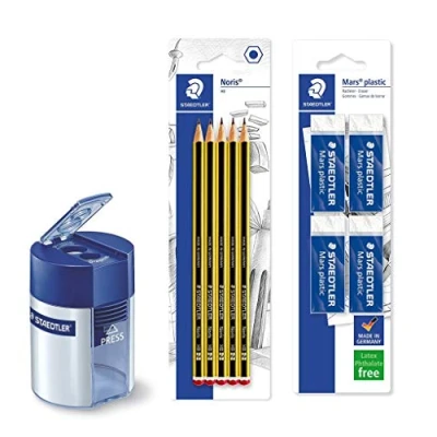 Immagine di Staedtler temperamatite a due fori con serbatoio 512 001 (+ 4 Gomma e 5 matite)