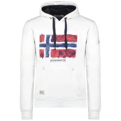 Immagine di Geographical Norway Gpalm Men Felpa con Cappuccio, Bianco, XXL Uomo