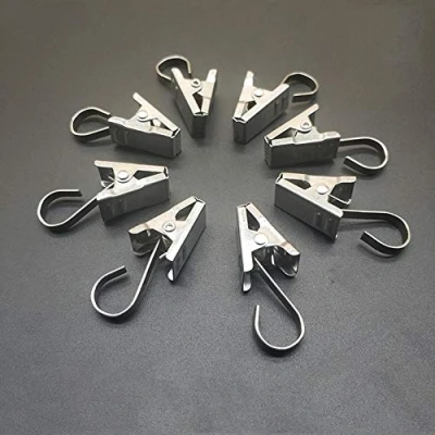 Immagine di 25 pezzi in acciaio INOX resistente filo clip per tenda da doccia con gancio string party Lights Hanger Holder foto, camera letto, bagno, decorazione casa, art Craft display