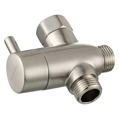 Immagine di Tecmolog Deviatore Doccia Ottone G1/2&quot; T Valvola Arresto Adattatore per Braccio Doccia, Nichel, DSF012NA