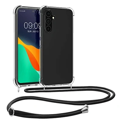 Immagine di kwmobile Custodia Compatibile con Samsung Galaxy A54 5G Cover Back Case in Silicone TPU Protezione Smartphone Cordino trasparente/nero