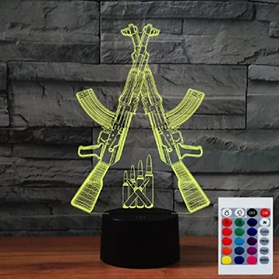 Immagine di SUPERHONGJIHAO Luce notturna per bambini 3D Fucile Led Lampada con Telecomando 16 Cambiare Colore Regalo di Compleanno Natale il Bambino