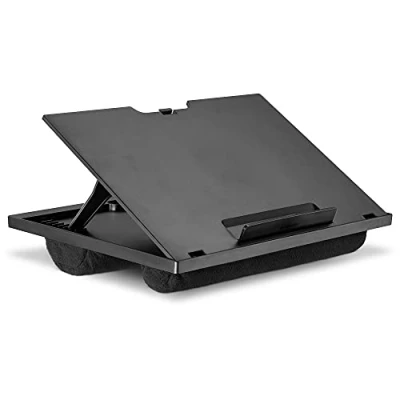 Immagine di Navaris Leggio Porta Tablet e Reader Libri Cartacei Espositore Portalaptop Supporto PC Portatile con Cuscinetto Cavalletto Inclinazione Regolabile Blu