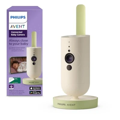 Immagine di Philips Avent Connected Baby Camera, crittografia sicura e riservata, con app, audio, zoom x2, visione notturna, VOX, funzione di comunicazione a due vie (modello SCD643/26)