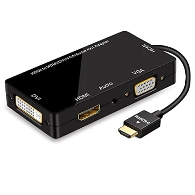 Immagine di ConnBull HDMI a VGA DVI Adattatore Converter 1080P Display sincrono Audio 4 in 1 Video per PC Portatili, Monitor, Set Top Box (nero)