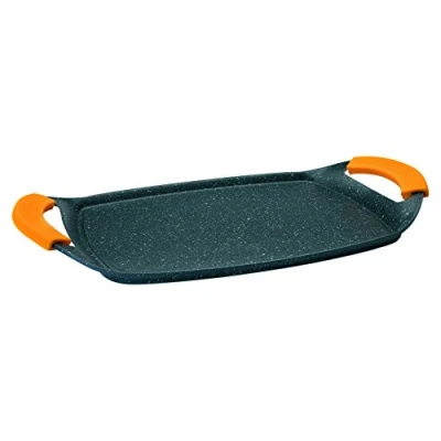 Immagine di IBILI, Grill piastra basic in pietra, 36 x 23 cm, alluminio fuso, stile pietra antiaderente, adatta per l’induzione.