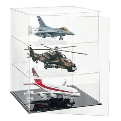 Immagine di Vetrina in Acrilico Trasparente, Teca Plexiglass Cubo Contenitori Scatola, Espositiva per Modellismo, Collezionismo, Minifigure, Statuette (3 Ripiani, 24x24x30 cm)