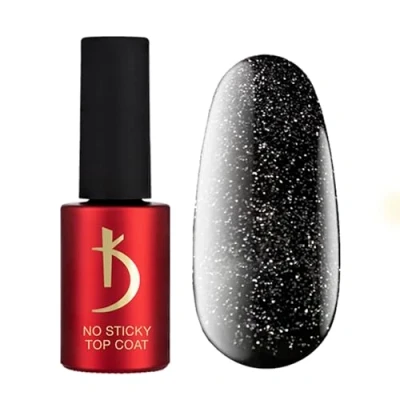 Immagine di Kodi Professional Top Coat Semipermanente Argento Glitterato No Wipe 7ml Smalto per unghie lucido UV Gel Silver Glitter