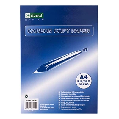 Immagine di D.RECT Set di 50 Fogli Carta Carbone per Scrittura a Mano Blu Formato A4