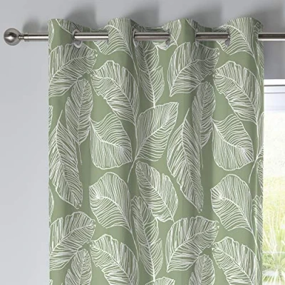 Immagine di Fusion Matteo Coppia di tende con occhielli in 100% cotone Verde 117 x 13 cm (larghezza lunghezza)