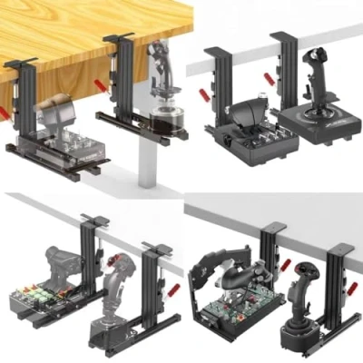 Immagine di 2 Set Desk Mount for Flight Sim controller, Compatible with Thrustmaster Warthog 10C&amp;Throttle/ X52/X55/X56/Turtle Beach Flightstick/Winwing Orion 1&amp;2/VPC T 50CM3/T.16000M FCS/TCA Officer Pack Airbus
