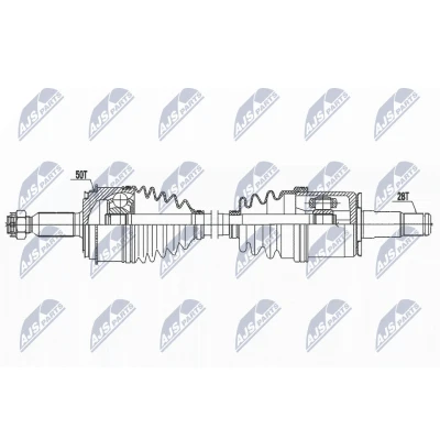 Immagine di NTY NPW MS 079 Albero motore / Semiasse Assale anteriore Sx 603mm Cambio manuale, Trasmissione automatica MITSUBISHI: PAJERO 3, 3