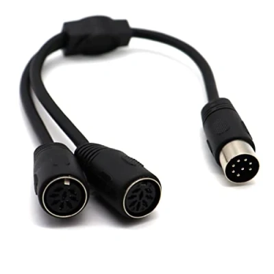 Immagine di LOKEKE cavo splitter DIN MIDI a 8 poli, DIMI maschio 2 pin femmina Y adattatore audio compatibile con Bang Olufsen PowerLink MK2 (da pin)