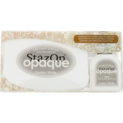 Immagine di Tsukineko Tampone per Inchiostro Stazon, Colore: Bianco Cotone, Set Opak Cotton White