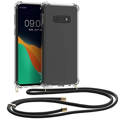 Immagine di kwmobile Custodia Compatibile con Samsung Galaxy S10e Cover Back Case in Silicone TPU Protezione Smartphone Cordino Trasparente/Nero