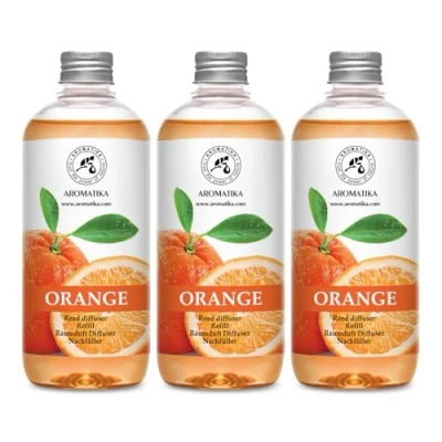 Immagine di Set Ricarica Diffusore Arancio con Olio Essenziale 3x500ml Fragranza per la Casa Fresca Deodorante Ambienti Naturale Intensa e Duratura Aromaterapia Reed Diffuser Refill Orange