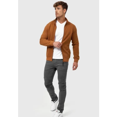 Immagine di Indicode Jeans Bermie Felpa con zip, Uomo, Taglia: Medium, Mottled brown