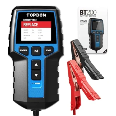 Immagine di TOPDON Tester Batteria Auto BT200, 12V 24V 100 2000 CCA per Batterie, con Test della Batteria, del Caricatore e dell&#039;Accensione Moto Barche SUV Camion, 2,4 pollici.