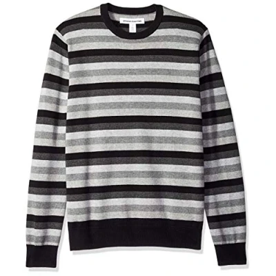 Immagine di Amazon Essentials Maglione a Girocollo (Disponibile in Taglie Extra Forti) Uomo, Nero Grigio Righe, XL
