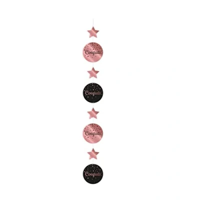 Immagine di PD Party 7024213 Verticale Appeso Decorazione Celebrazioni Eventi Speciali Tema Festa Congrats, Rosa/Nero, 14cm Lunghezza x Larghezza 120cm Altezza