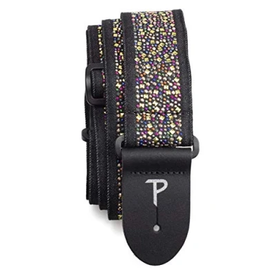 Immagine di Perri&#039;s Leathers Ltd. Tracolla Per Chitarra Nylon Jacquard Strass Multicolore Neri Regolabile Chitarre Acustiche/Elettriche/Bassi Fabbricata in Canada (TWSR 7108)