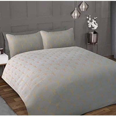 Immagine di Sleepdown Ombre Set di biancheria da letto con copripiumino e federe, per king size (230 x 220 cm), in poliestere, colore: grigio metallizzato