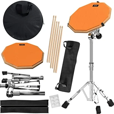 Immagine di Slint Kit Drum Pad Set con due superfici diverse 30cm Double Sided Silent e 10cm Snare supporto bacchette