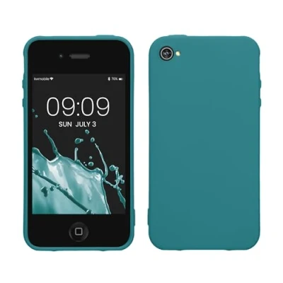 Immagine di kwmobile Custodia Compatibile con Apple iPhone 4 / 4S Cover Back Case per Smartphone in Silicone TPU Protezione Gommata petrolio matt