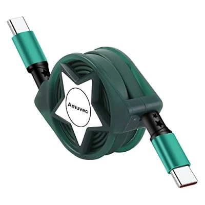 Immagine di Amuvec Cavo USB C Retrattile Tipo PD 60W Carica Rapida Cavetto Compatible con Mac Pro, Pad Air/Mini, Samsung Galaxy S22 S21 S20 S10 A52, Huawei P40 P30, OnePlus, Xiaomi, Sony, Tablet e Altro 1M
