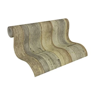 Immagine di A.S. Création Carta da parati Effetto Legno Elements tessuto non 10.05 m x 0.53 Marrone Giallo Crema Prodotto in Germania 959313 95931 3