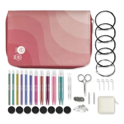 Immagine di KnitPro set ferri intercambiabili Zing Coppia di circolari 11x13 cm con accessori Regal, codice colore per principianti, professionisti e regalo