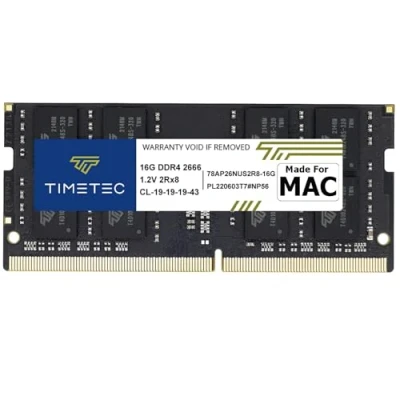 Immagine di Timetec 16 GB Compatibile per Apple DDR4 2666 MHz iMac metà 2020 (20.1/20.2)/iMac 2019 (19.1) 27&#039;&#039; con Display Retina 5K, fine 2018 Mac Mini (8.1) PC4 21333 21300 SODIMM RAM Upgrade