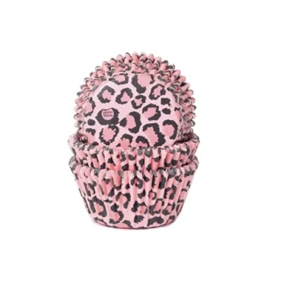 Immagine di Pirottini in Carta Leopardati Rosa o Giallo 50pz Cake Dolci Muffin Pasticceria (LEOPARD ROSA)