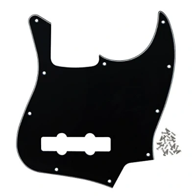 Immagine di FLEOR Battipenna per basso jazz a 10 fori Piastra antigraffio 3 STi senza tacca truss rod modello standard 4 corde, nero