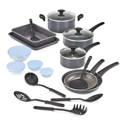 Immagine di BELLA 17251 Set di 21 pezzi Cook Bake and Store Kitchen Essentials, in acciaio inox 18/8, ghisa, colore: nero