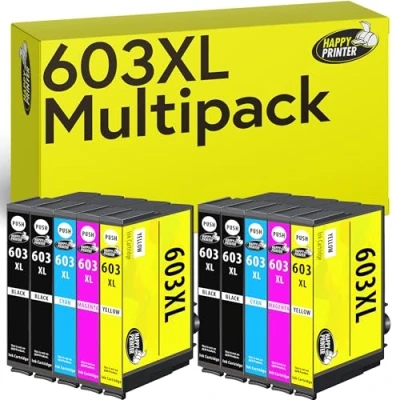 Immagine di Happy Printer 10 cartucce compatibili con Epson 603XL Multipack per WF2810 WF2820 WF2830 WF2835 WF2840 WF2845 WF2850 WF2870 XP2105 XP2150 XP2155 XP3105 XP3150 XP3155 XP4105 XP4150 XP4155