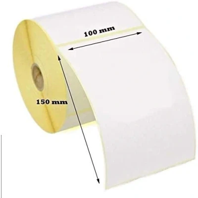 Immagine di 10 rotoli (5000 etichette) di etichette per stampa termica diretta, colore: bianco, 100 x 150 mm, stampante Zebra GK420D GX420D GK420T