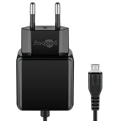 Immagine di goobay 49603 Caricatore da Parete Micro USB 3,0 A, USB, Alimentatore per Smartphone, Adattatore di Corrente, 1,5 m, Nero