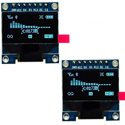 Immagine di Fasizi 2Pcs 7Pin 0,96 Pollici OLED Display 12864 SPI IIC Modulo Schermo LCD seriale per Arduino Carattere Blu