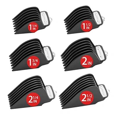 Immagine di Yinke Pettini per Wahl Tagliacapelli Rasoio Elettrico,Clipper Guide di Taglio Codificate,con Clip in Metallo 32mm 38mm 44mm 51mm 57mm e 64 mm(6pcs, Nero)
