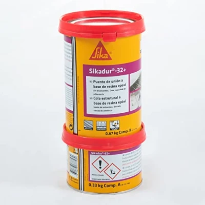 Immagine di Sika adesivo epossidico, strutturale e bicomponente Sikadur 32+ grigio costruzione incollaggio, fissaggio ancoraggio supporti asciutti o umidi 1 kg