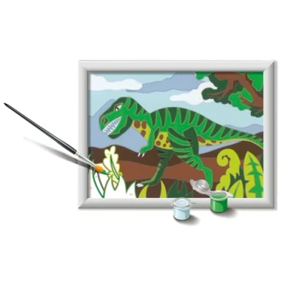 Immagine di Ravensburger CreArt Serie E: Dinosauro Affamato, Kit per Dipingere con i Numeri, Contiene Una Tavola Prestampata, Pennello, Colori e Accessori, Gioco Creativo Bambini 9+ Anni
